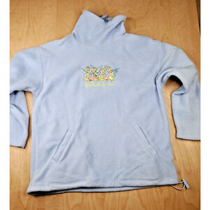 Walt Disney World Embroidered Tinker Bell Light Blue Fleece Hi Neck Pullover L
